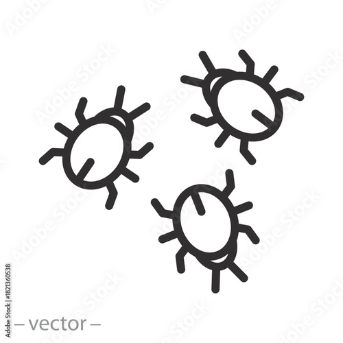 three Bugs icon, editable stroke vector illustration