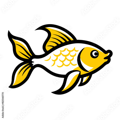 vector clip art goldfish on white background for web and graphic design
