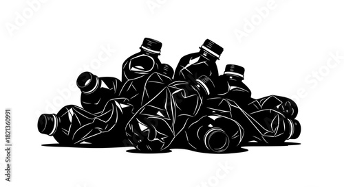 Pile of used plastic bottles discarded in a chaotic arrangement  