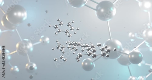 Dagrocorat rotating 3d molecule, molecular structure of selective glucocorticoid receptor agonist seamless video
