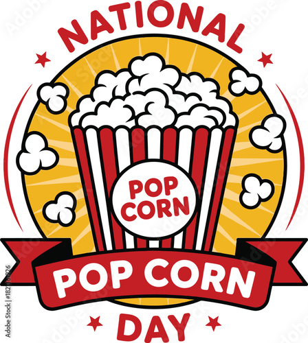 National Pop Corn Day vector graphic with popcorn bucket