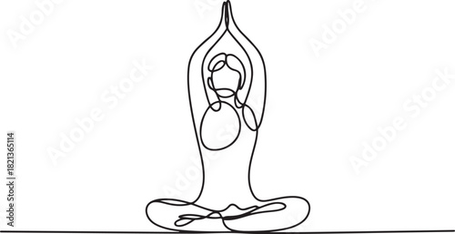 Yoga woman one continuous line drawing minimalist, vector hand drawn lotus pose. one line Icon drawing with white background