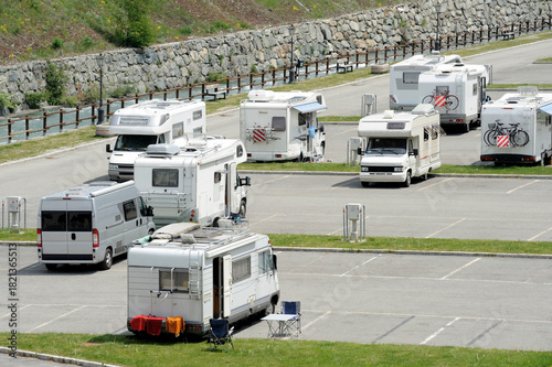 Public parking area for camper vans in Europe