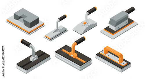 Isometric pottery and craft tools collection with earthen colors and traditional patterns