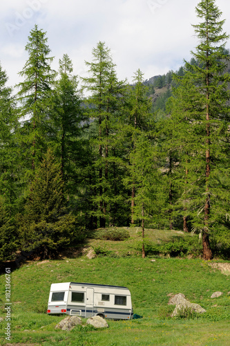 Caravan in a natural landscape in Europe