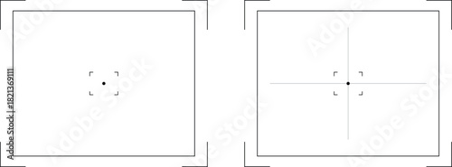 Camera viewfinder overlay collection. Photo frame camera viewfinder template. Modern focusing digital display screen. Vector illustration at transparent background