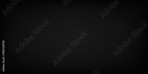 Perforated metal. Dark sheet plate with perforation holes, black metallic vector background. Illustration of pattern plate dark background carbon