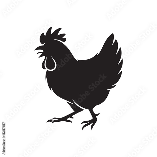 Angry Chicken silhouette vector flat illustration design on white background
