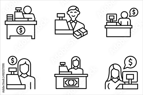 bank teller icon set. bank teller icon from business and finance collection on white background