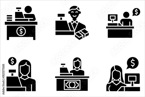 bank teller icon set. bank teller icon from business and finance collection on white background