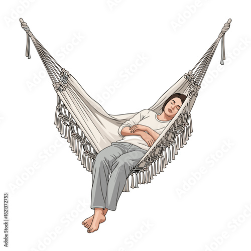 Vector A person is sleeping on a hammock