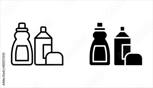 Cleaning products line icon set, grocery store and household vector icon on white background