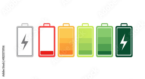 Battery charge levels a visual representation of energy status from empty to full