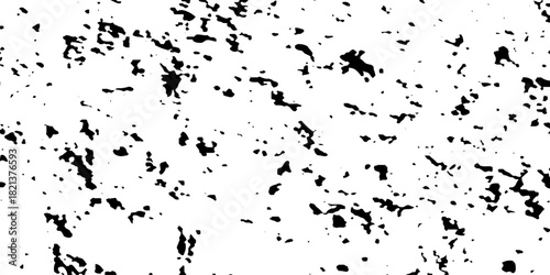 Distress urban overlay spotted concrete grain surface grainy noise rust wall grunge black splatter and white background. damaged chalk crack rough ink wall texture.	

