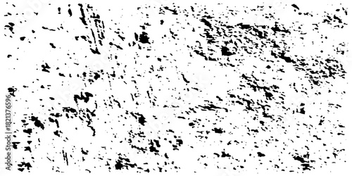 Distress urban overlay spotted concrete grain surface grainy noise rust wall grunge black splatter and white background. damaged chalk crack rough ink wall texture.	
