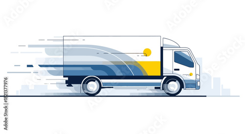 Fast Delivery Truck Delivering Goods Express Shipping Concept