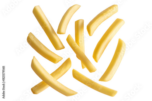 Scattered French Fries on Black Background isolated on a transparent background