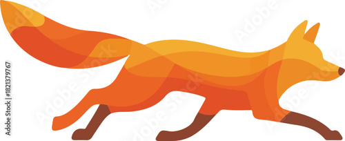 Stylized running fox illustration with an orange slice element