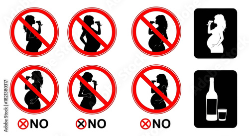 No alcohol during pregnancy warning signs for health and safety awareness campaigns