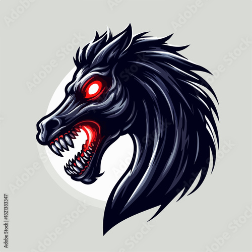 Vector illustration of a scary and ferocious horse.