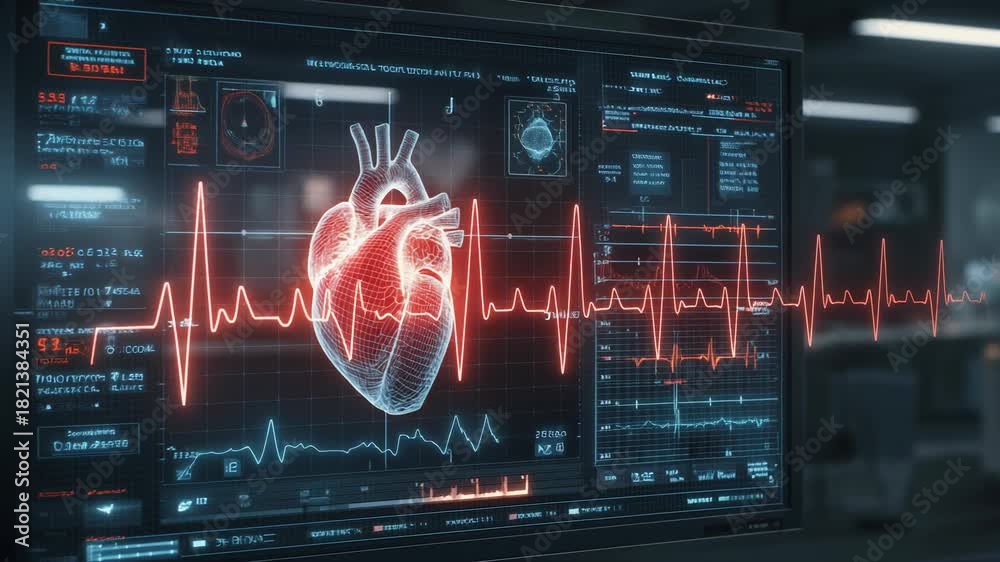 Simulation Heart Monitor Advanced Heart Monitoring Display with ECG and 3D Heart Model for ...