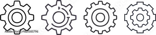 Gear configuration icon representing settings and system tools drawn in bold simple technical outline design