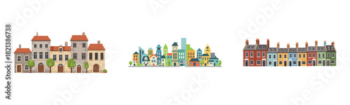 Charming european urban architecture featuring houses and townhouses