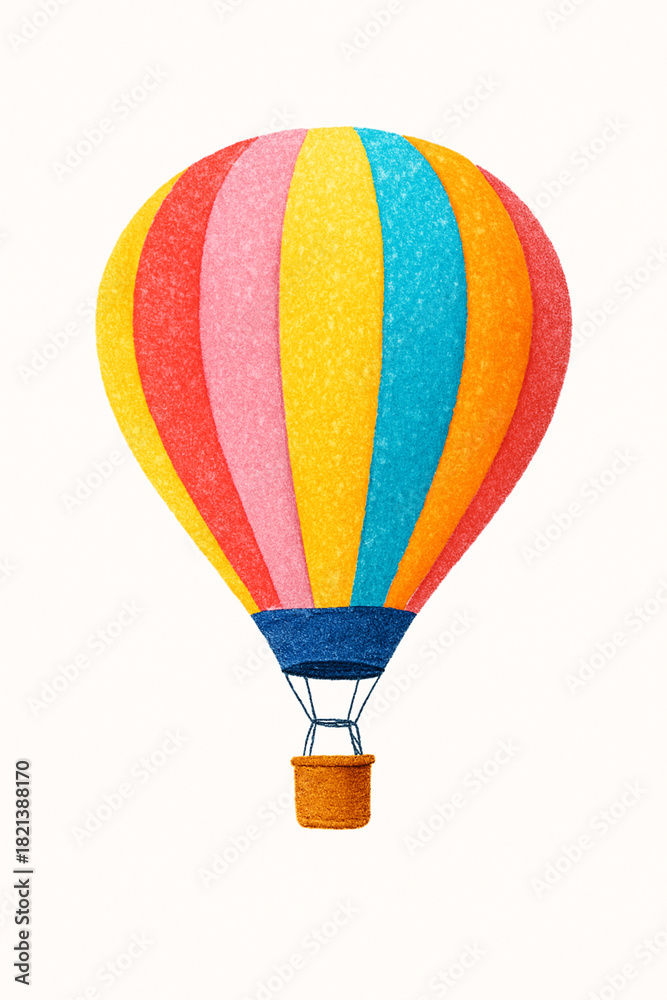Naklejka premium Colorful Crayon Hot Air Balloon Illustration