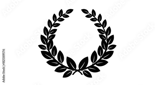 Illustration of a laurel wreath, a symbol of victory and honor, in black and white.