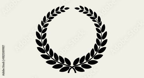 Black laurel wreath on a beige background, symbolizing victory and achievement.