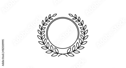 A simple black and white line drawing of a circular laurel wreath.