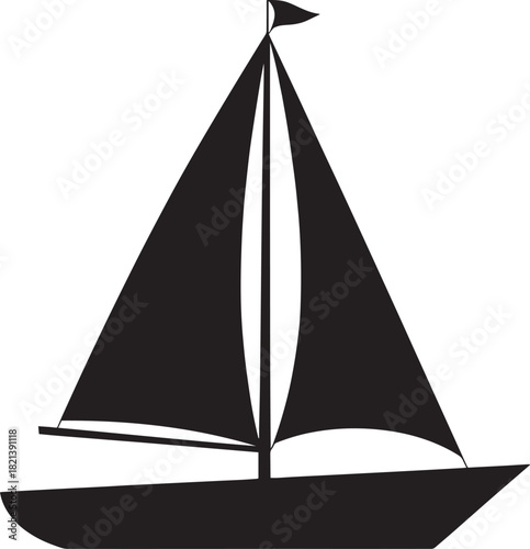 Sailboat silhouette icon for nautical, travel, and marine designs