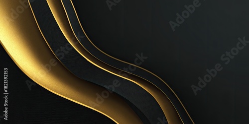 Abstract black and gold wave design with elegant curves and a glossy finish, artistic modern look
