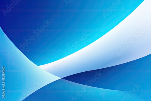 Abstract blue background with white flowing curves and gradients