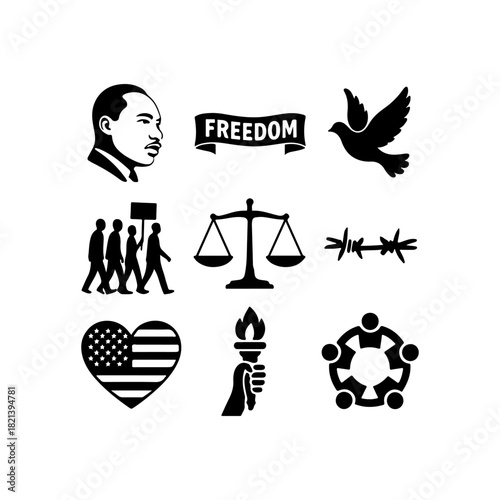 Civil rights and freedom symbols collection