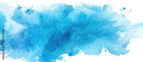 Abstract blue watercolor design with various shades and textures, on white background