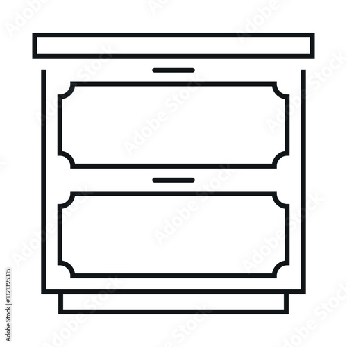 Simple vector icon of a bedside table showing two drawers and a flat top suitable for various interior styles