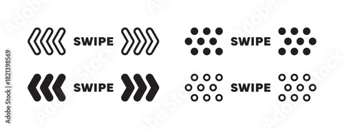 Swipe direction arrow icons and dot grid symbols for UI navigation