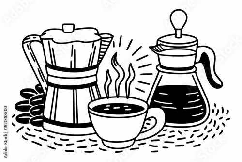 Group of coffee making machine with coffee beans