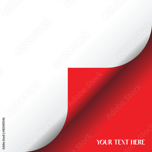 White page curl effect revealing a vibrant red background, perfect for text or promotional content