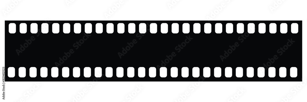 Obraz premium Film strip background with retro photo and cinema frames. Movie reel or video strip roll design. Vector illustration for media, film, and photography projects.