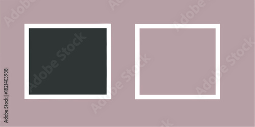 Two contrasting squares, one solid dark, the other an empty frame on a muted background