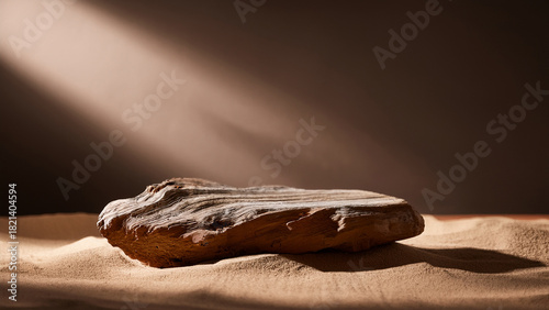 Photography Minimalist Floating Natural Surface Mockup with Dramatic Studio Lighting