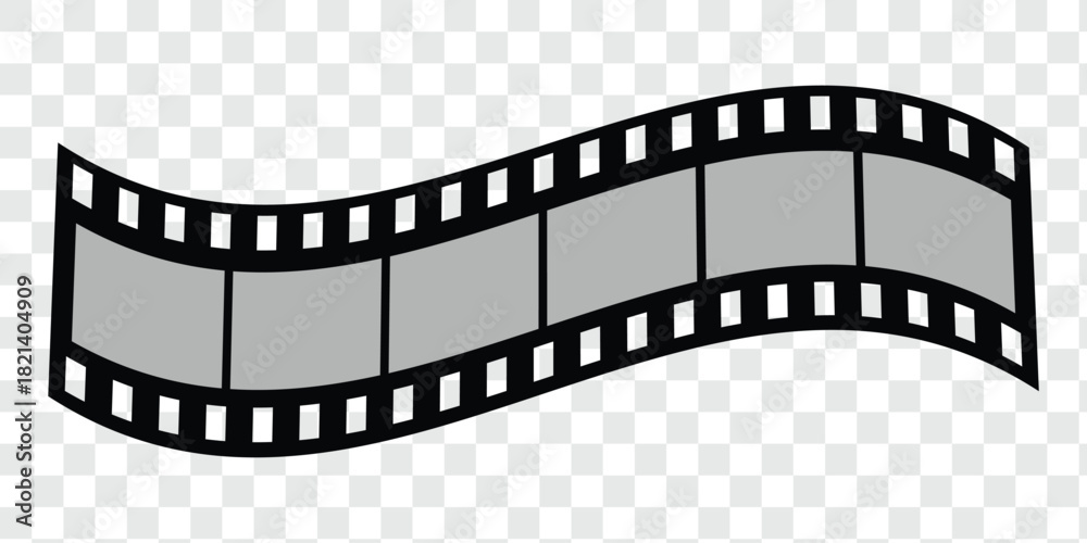 Fototapeta premium Old grunge movie film long strip set, vintage filmstrip roll frame, vector photo background. Video or movie filmstrip overlay, cinema or photograph camera long film strips collection in flat and line