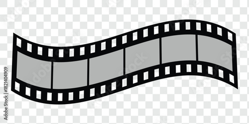 Old grunge movie film long strip set, vintage filmstrip roll frame, vector photo background. Video or movie filmstrip overlay, cinema or photograph camera long film strips collection in flat and line