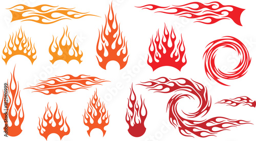 Dynamic Vector Flame Graphics Collection for Energetic Design Projects and Automotive Customization
