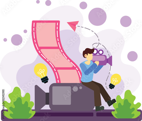 Creative videographer making visual content illustration