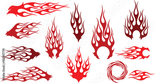Fiery Flames Vector Collection Dynamic Graphic Elements for Creative Designs