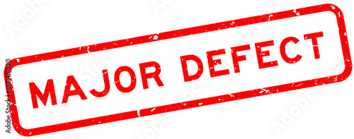 Grunge red major defect word square rubber seal stamp on white background