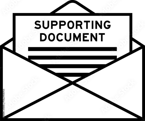 Envelope and letter sign with word supporting document as the headline